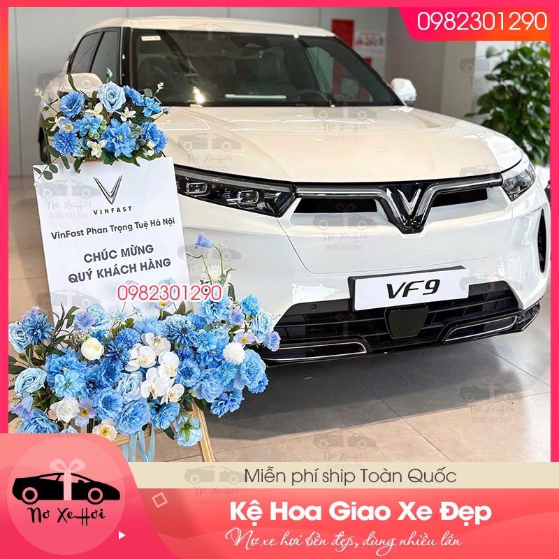 Kệ hoa lụa tone xanh 